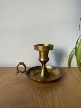 Vintage Solid Brass Chamberstick Candle Holder